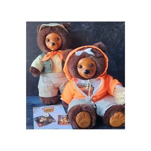 Set of 2 Raikes Bears CAMP GRIZZLY Hillary and Jeremy 1990, Teddy Bears, Vintage